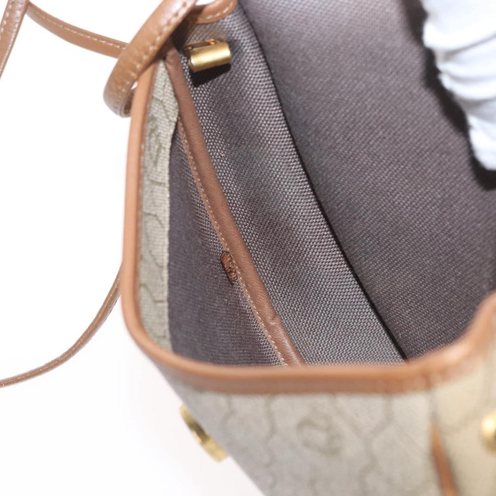 Christian Dior Vintage Honeycomb Flap Crossbody Bag Canvas And Leather Beige Canvas Shoulder Bag Bag (Pre-Owned)