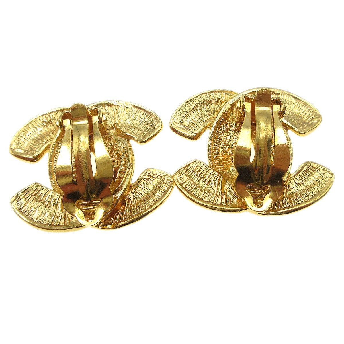 Chanel Cc Clip-On Earrings Metal Gold Gold_Plated Earrings Jewelry