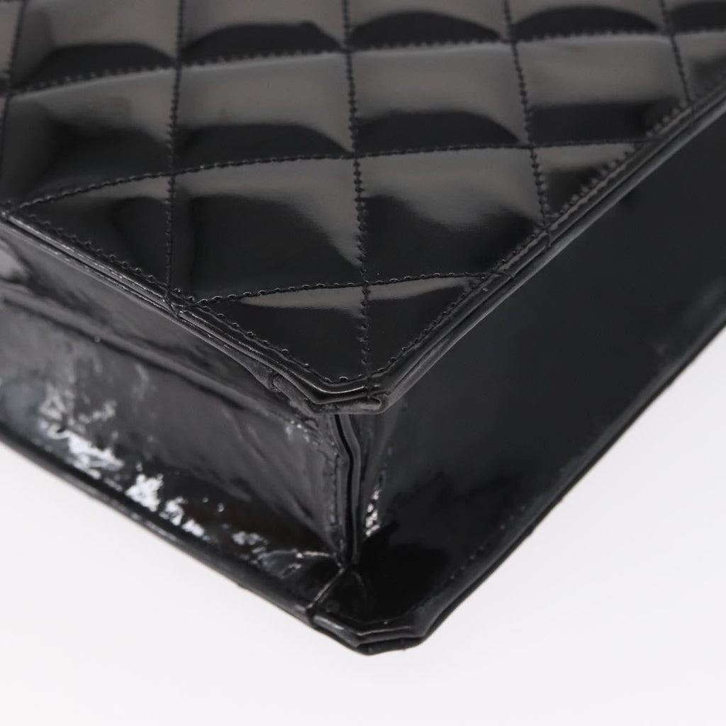 Chanel Chocolate Bar Tote Leather Black Patent_Leather Handbag
