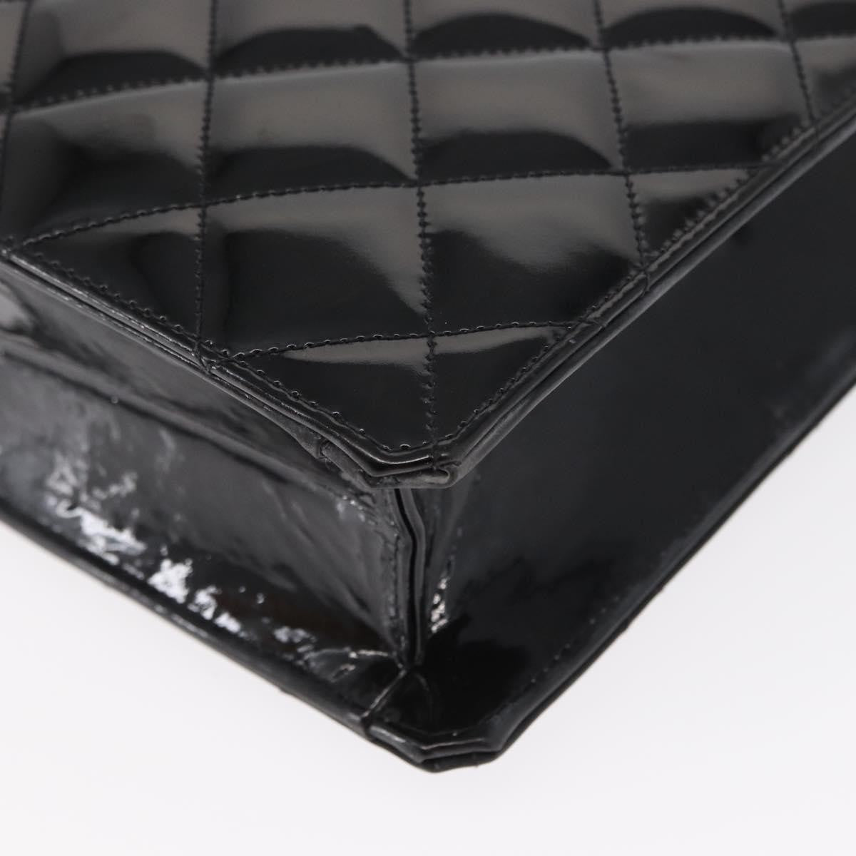 Chanel Chocolate Bar Tote Leather Black Patent_Leather Handbag