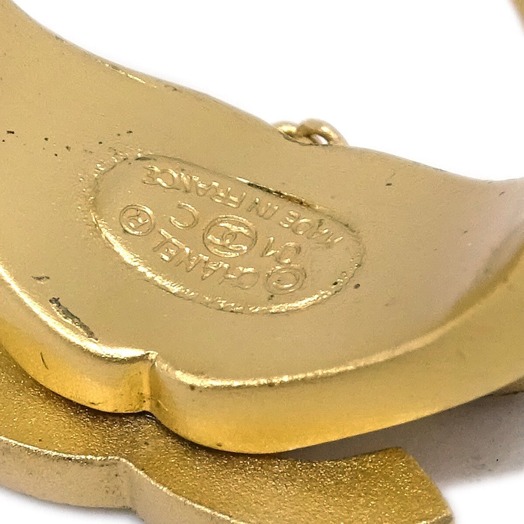 Chanel Logo Bangle With Chain Attached Cc Ring Metal With Crystal Gold Gold_Plated Bracelet Jewelry