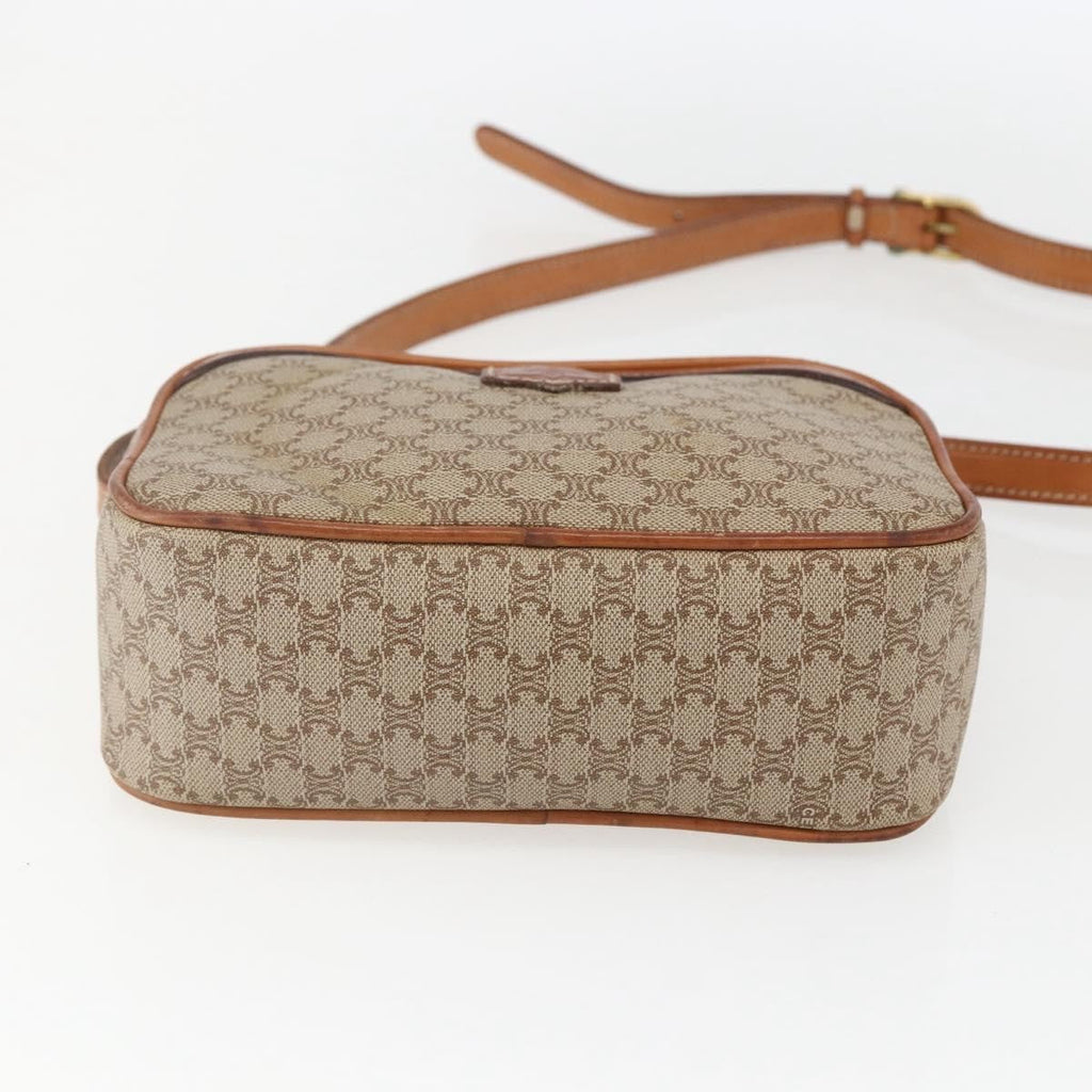 Celine Vintage Macadam Shoulder Bag Canvas And Leather Beige Canvas Shoulder Bag Bag