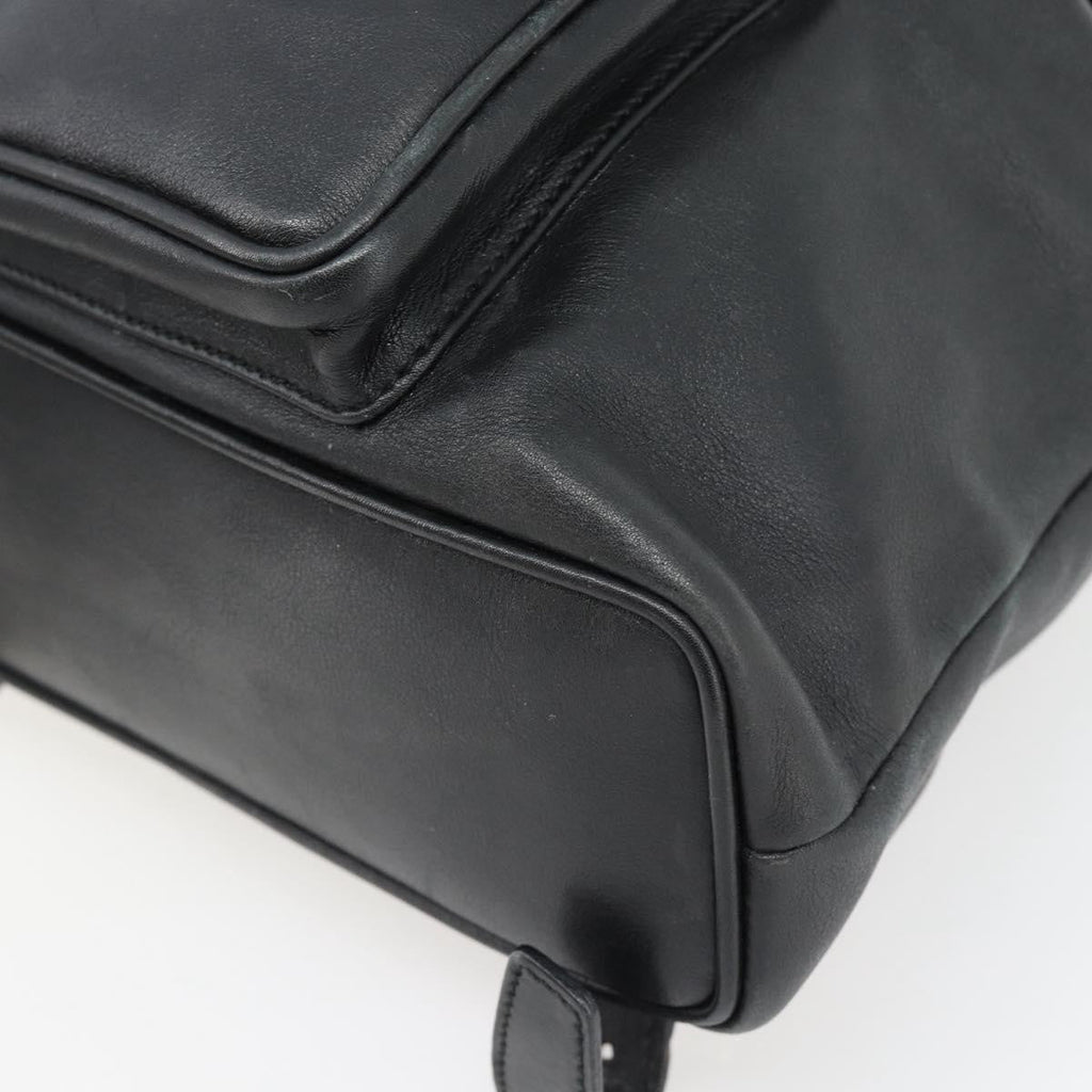 Gucci Vintage Bamboo Backpack Leather Black Leather Backpack Bag (Pre-Owned)