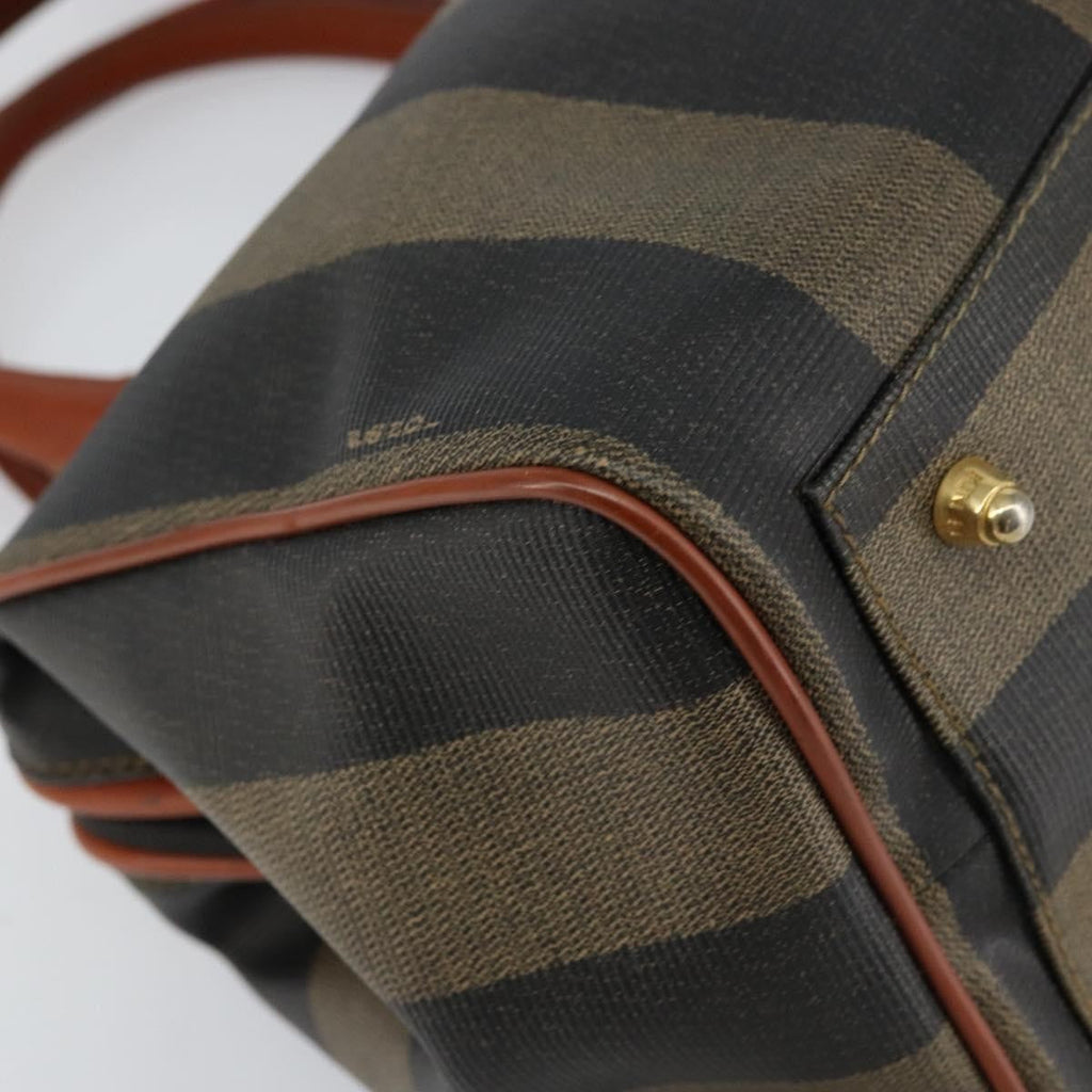 Fendi Vintage Pequin Convertible Boston Bag Coated Canvas Black Canvas Handbag