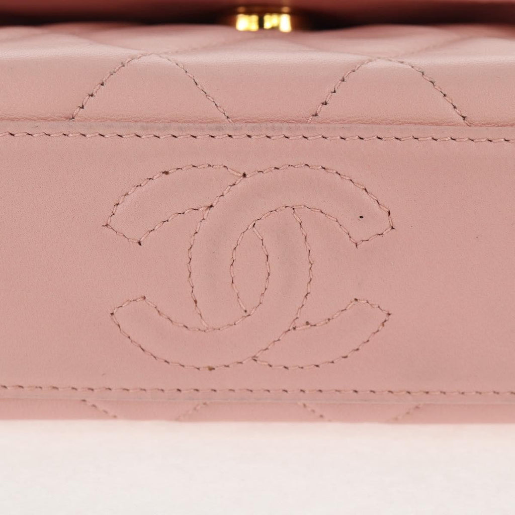 Chanel Vintage Camellia Flap Bag Quilted Lambskin Pink Leather Bag