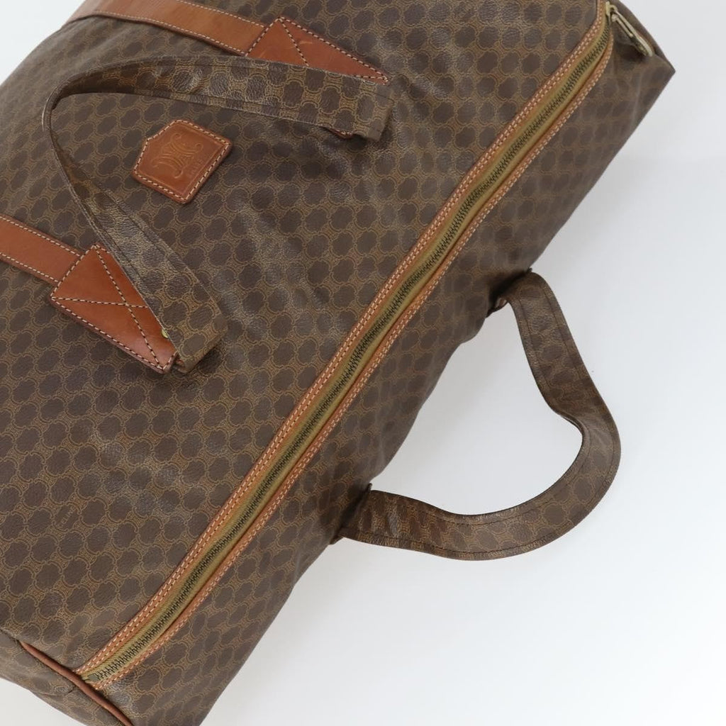 Celine Vintage Macadam Boston Bag Canvas And Leather Brown Canvas Travel Bag Bag