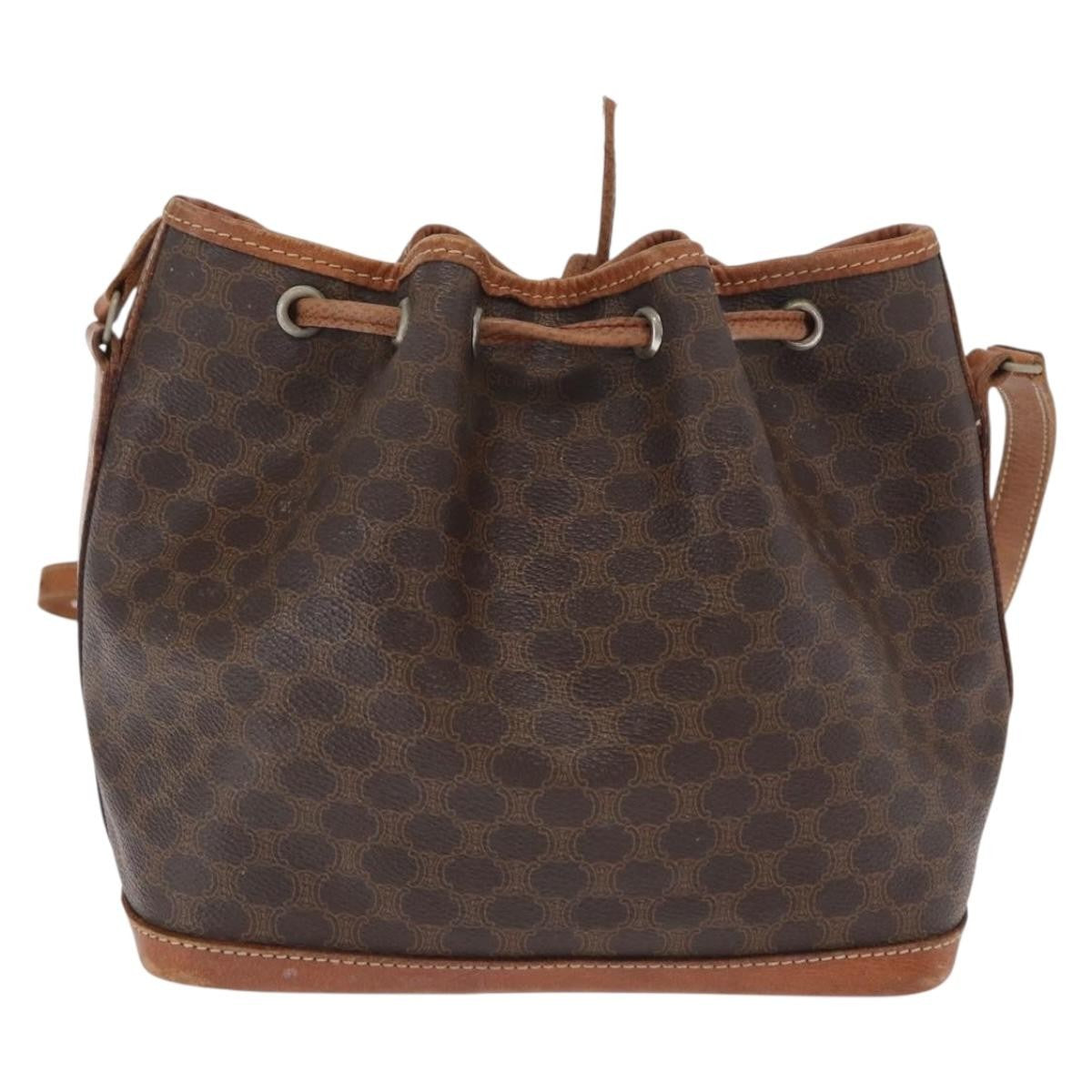 Celine Vintage Macadam Shoulder Bag Canvas And Leather Brown Canvas Shoulder Bag Bag