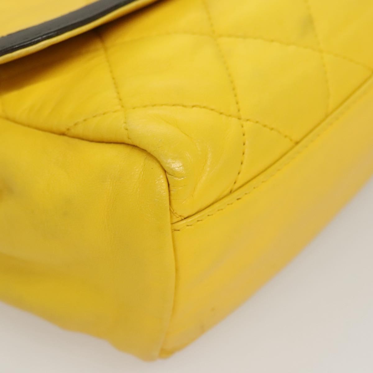 Chanel Two Tone Mademoiselle Lock Flap Bag Quilted Lambskin Yellow Leather Shoulder Bag Bag