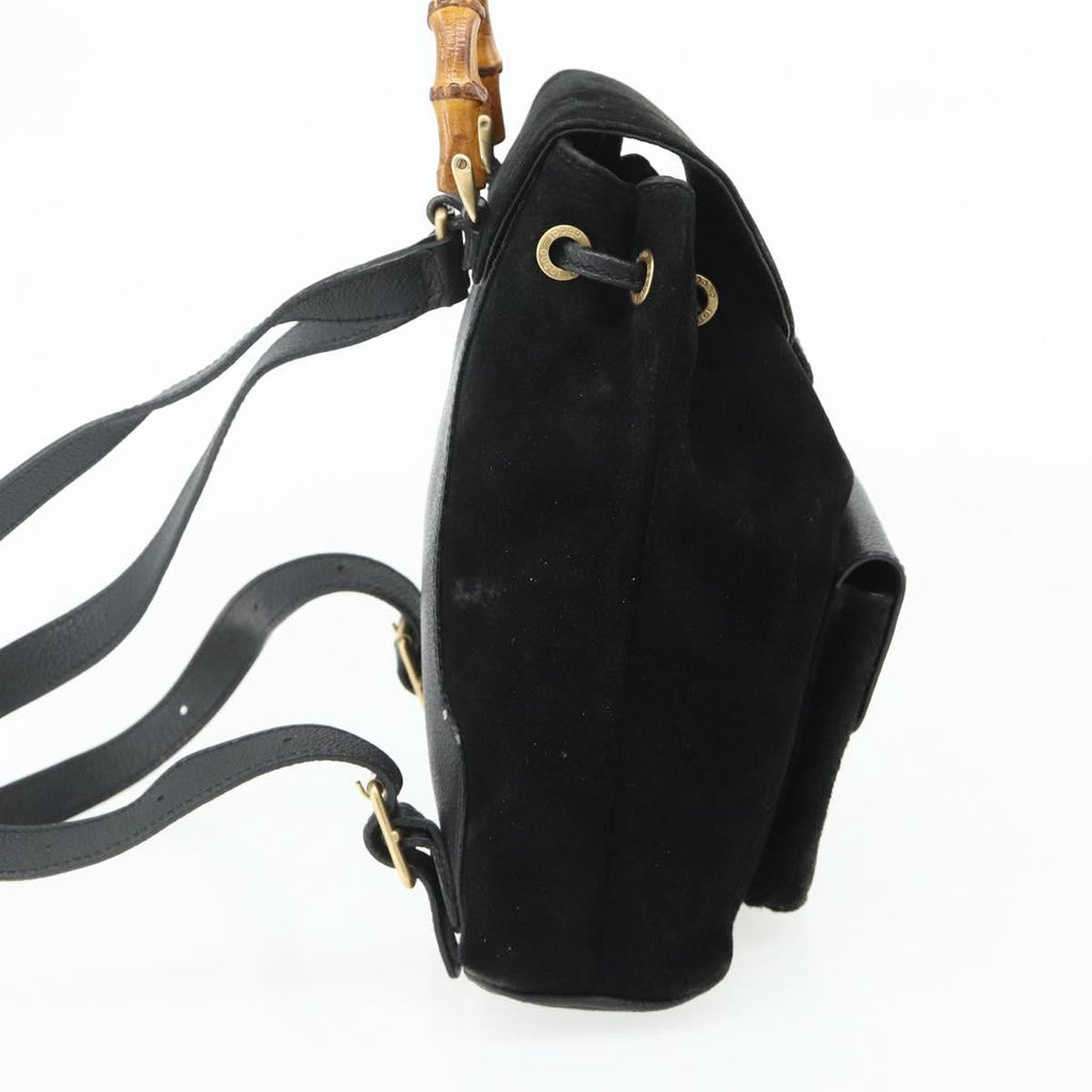 Gucci Gucci Bamboo Backpack Daim Black Suede Backpack Bag (Pre-Owned)