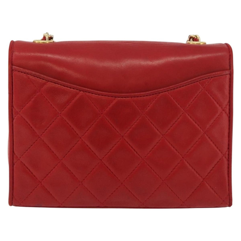 Chanel Vintage Cc Chain Full Flap Bag Quilted Leather Red Leather Shoulder Bag Bag