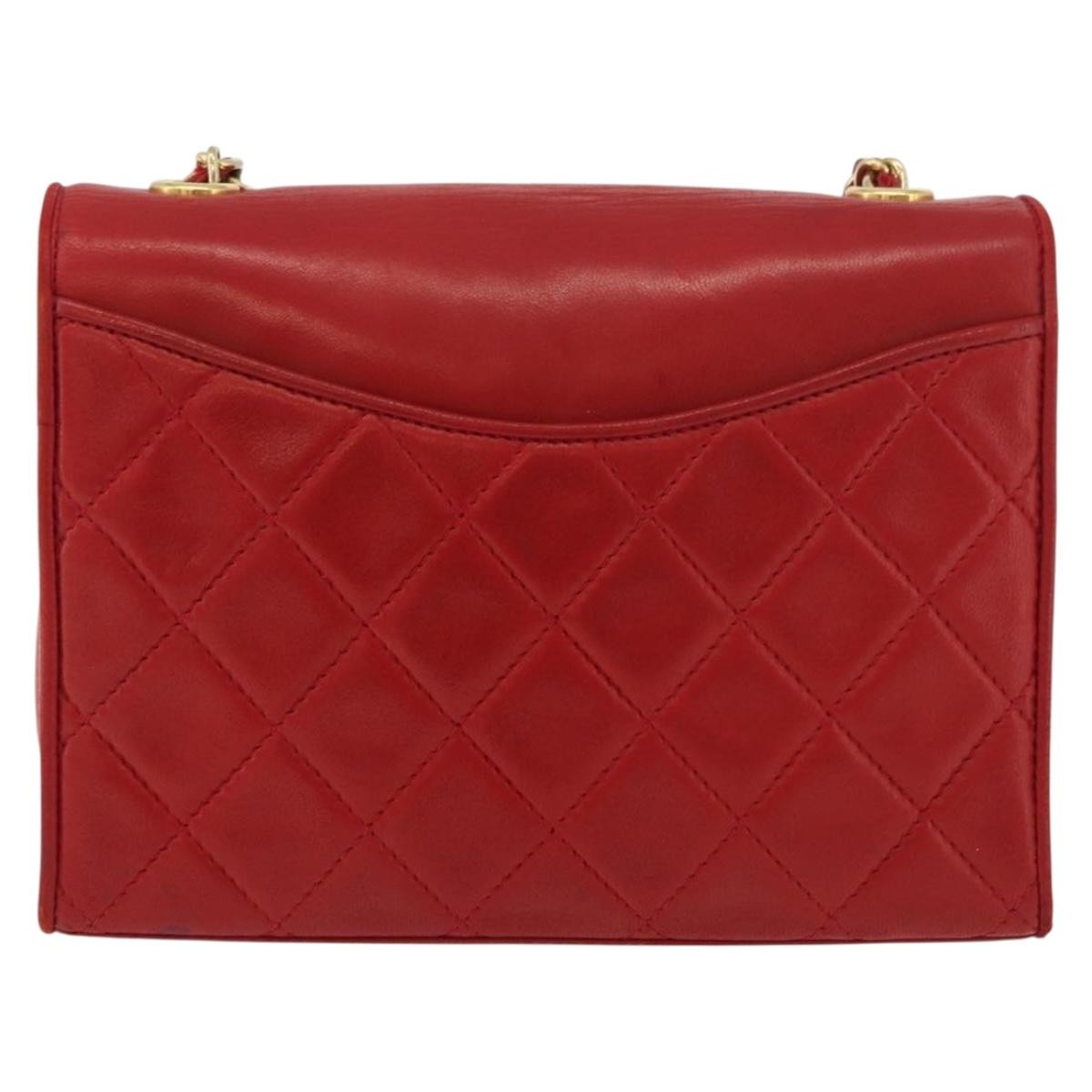 Chanel Vintage Cc Chain Full Flap Bag Quilted Leather Red Leather Shoulder Bag Bag