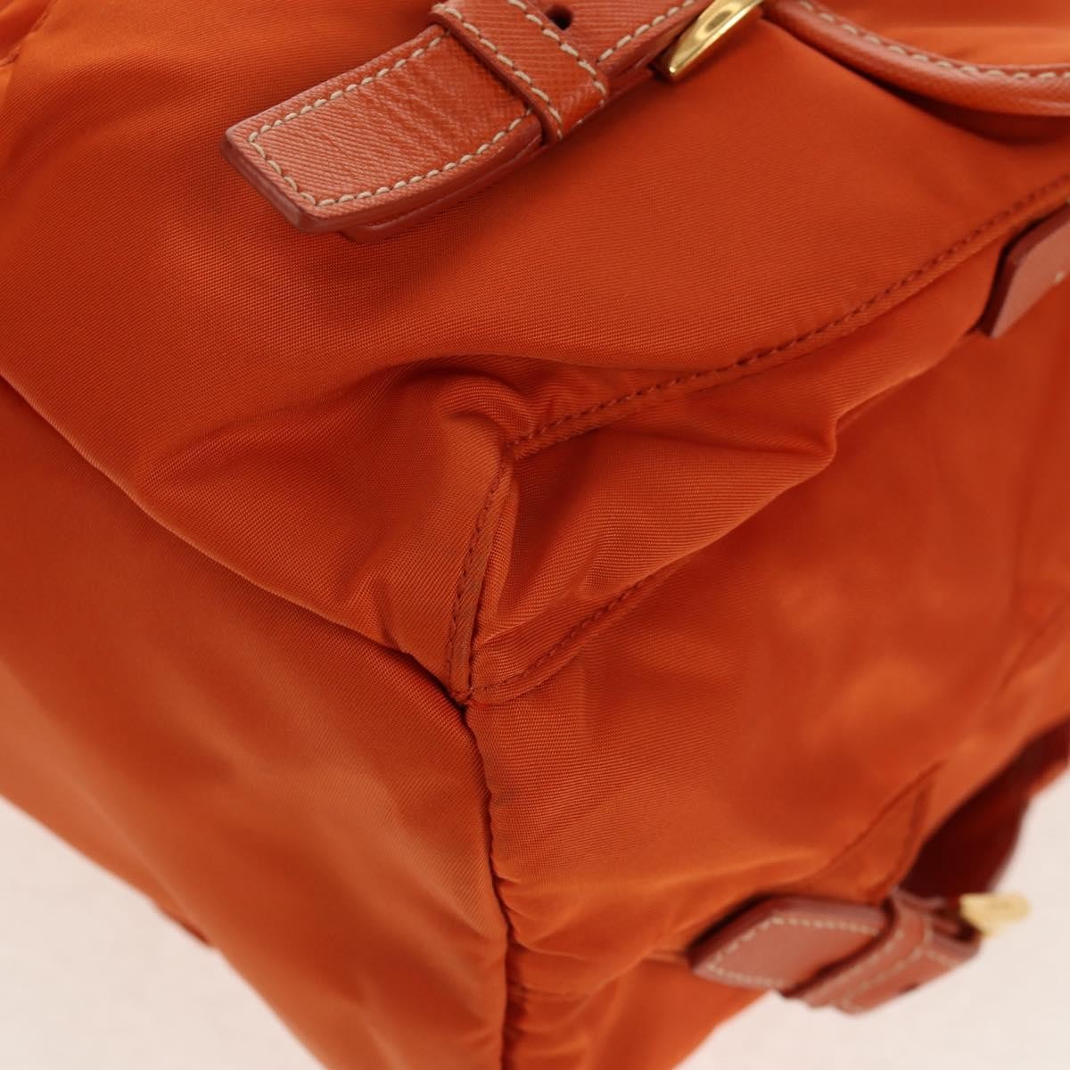 Prada Vela Double Front Pocket Backpack Tessuto With Saffiano Leather Orange Nylon Backpack Bag