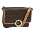 Celine Vintage Macadam Circle Logo Shoulder Bag Canvas And Leather Brown Pvc,Canvas Shoulder Bag Bag