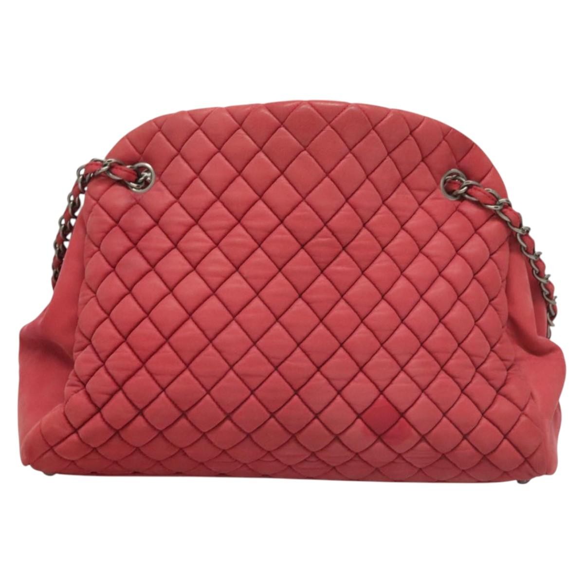 Chanel Matelasse Chain Shoulder Bag Leather Pink Leather Handbag