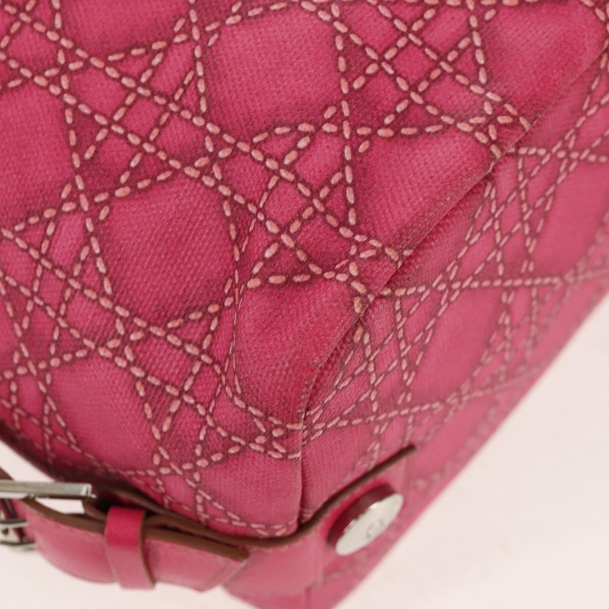 Christian Dior Cannage Handbag Canvas Pink Canvas Handbag (Pre-Owned)