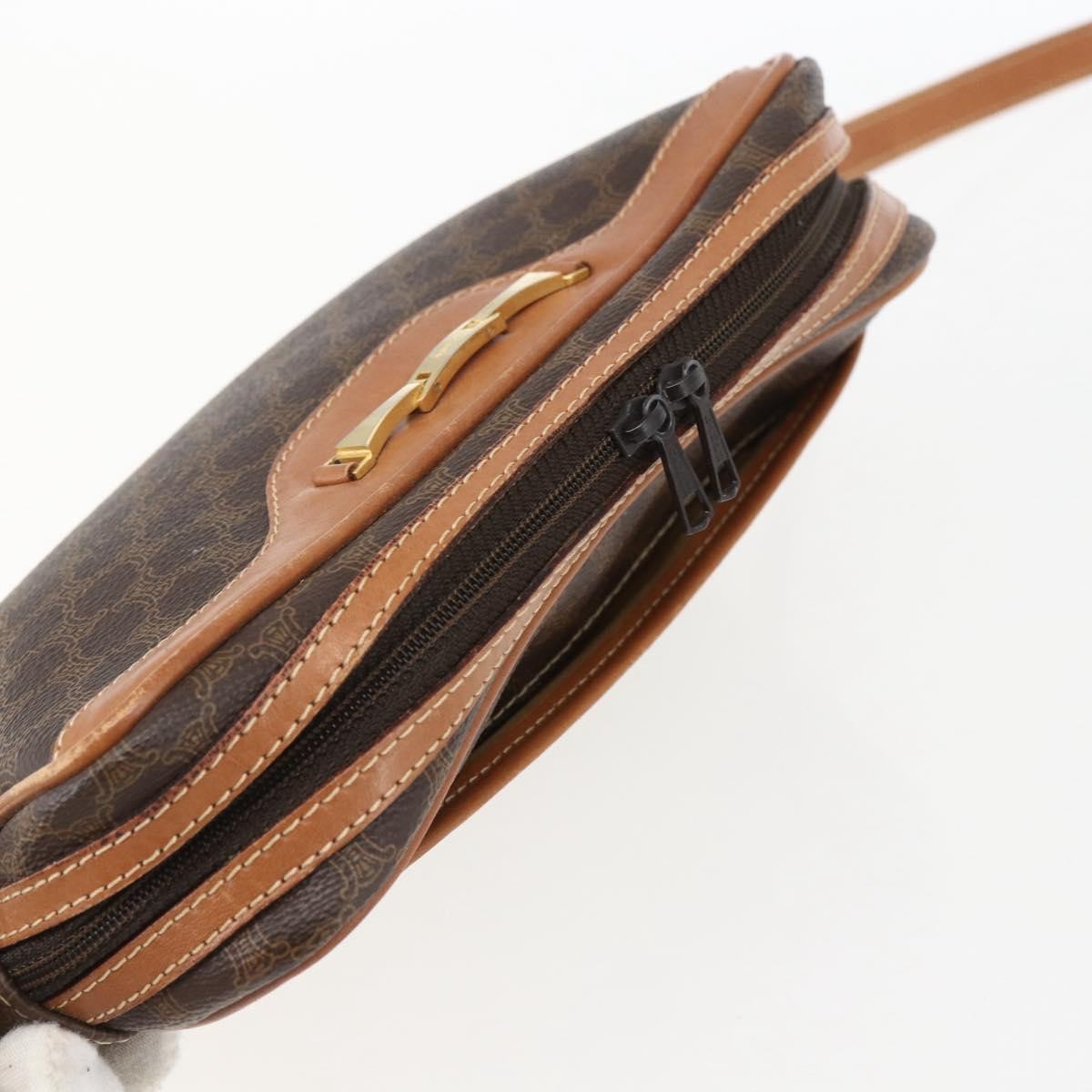 Celine Vintage Macadam Shoulder Bag Canvas And Leather Brown Canvas Shoulder Bag Bag