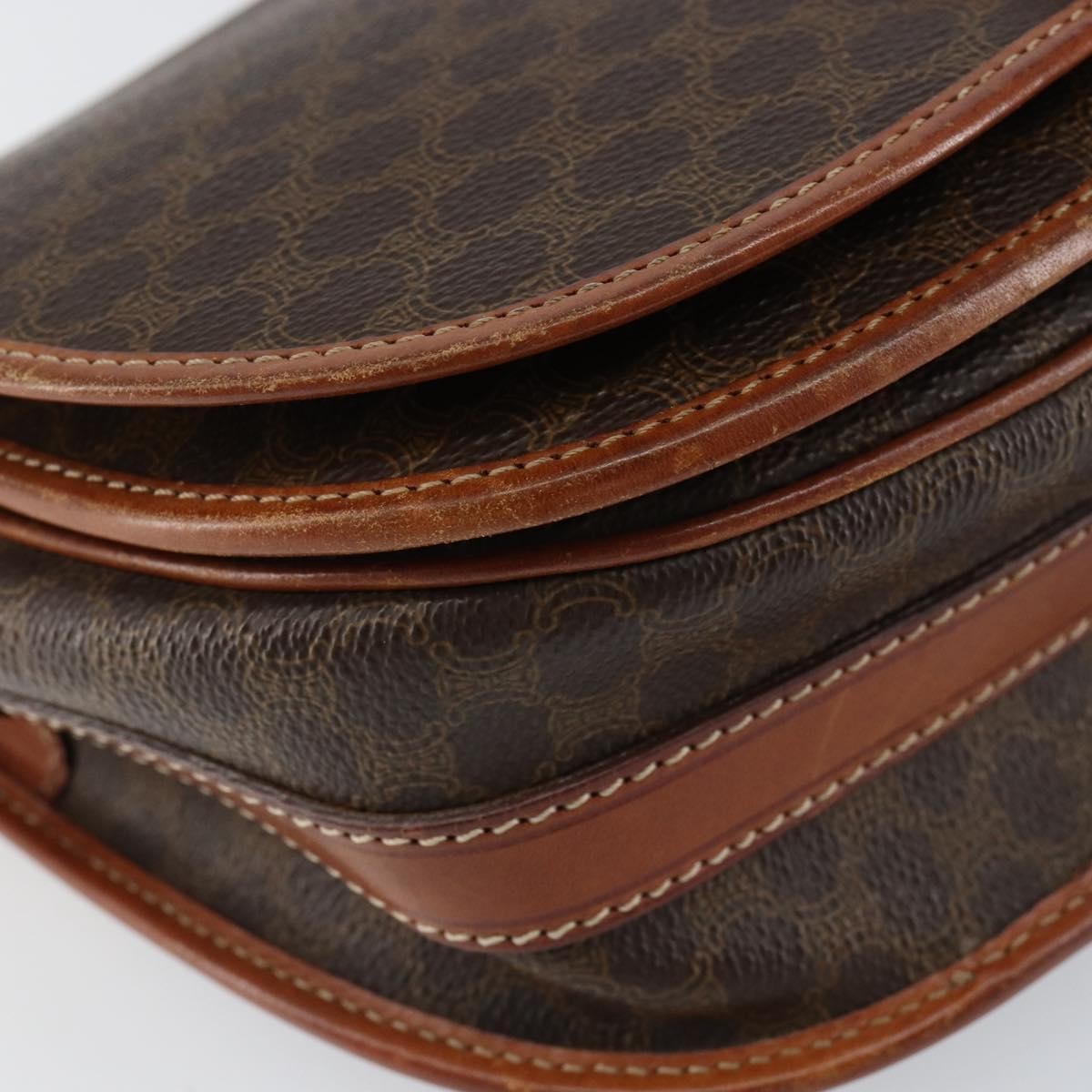Celine Vintage Macadam Shoulder Bag Canvas And Leather Brown Canvas Shoulder Bag Bag