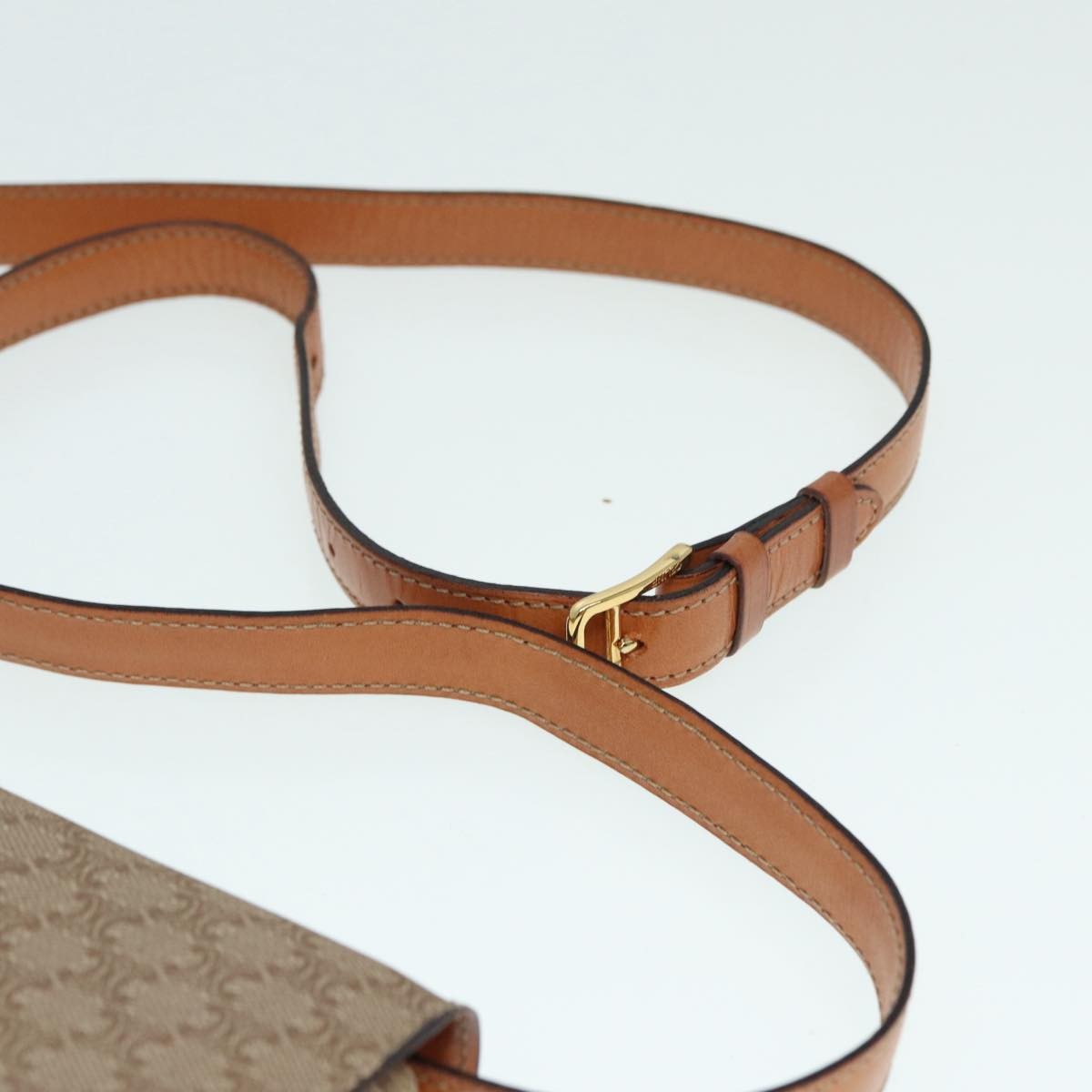 Celine Vintage Macadam Shoulder Bag Canvas And Leather Beige Canvas Shoulder Bag Bag