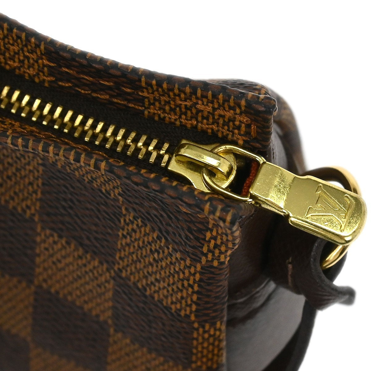 Louis Vuitton Trousse Make Up Bag Damier Canvas Brown Canvas Handbag