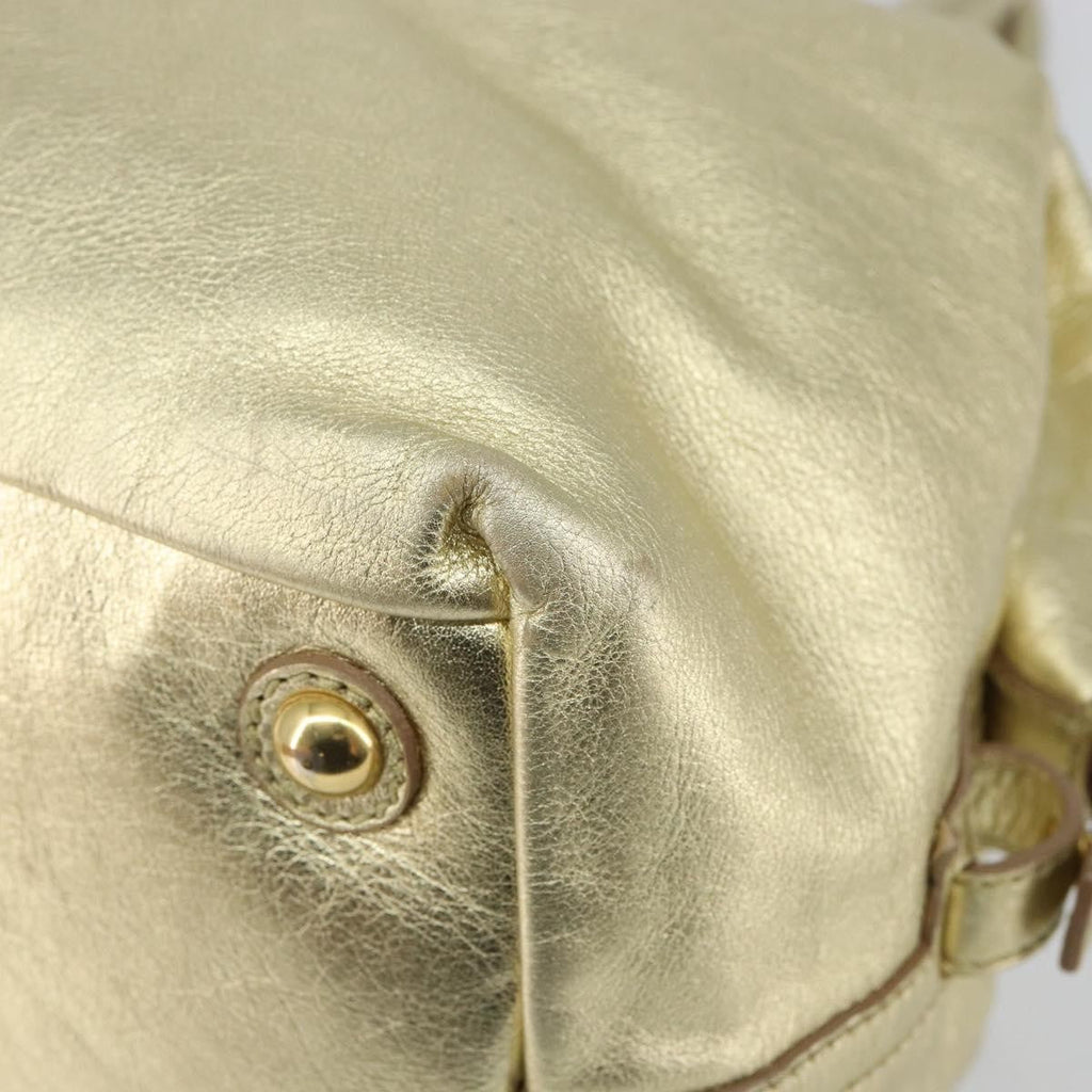 Saint Laurent Easy Y Bag Pebbled Leather Gold Leather Bag (Pre-Owned)