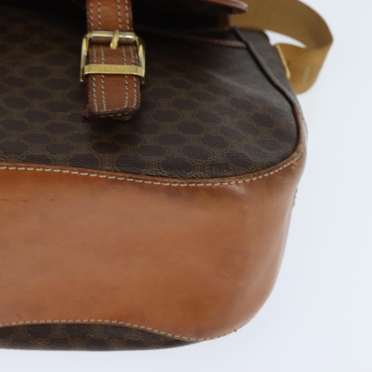 Celine Vintage Macadam Shoulder Bag Canvas And Leather Brown Canvas Shoulder Bag Bag