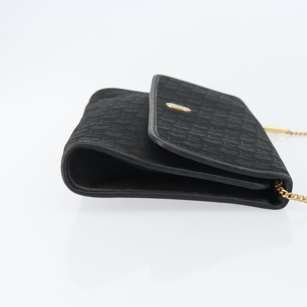 Christian Dior Vintage Chain Flap Shoulder Bag Diorissimo Canvas Black Canvas Shoulder Bag Bag (Pre-Owned)