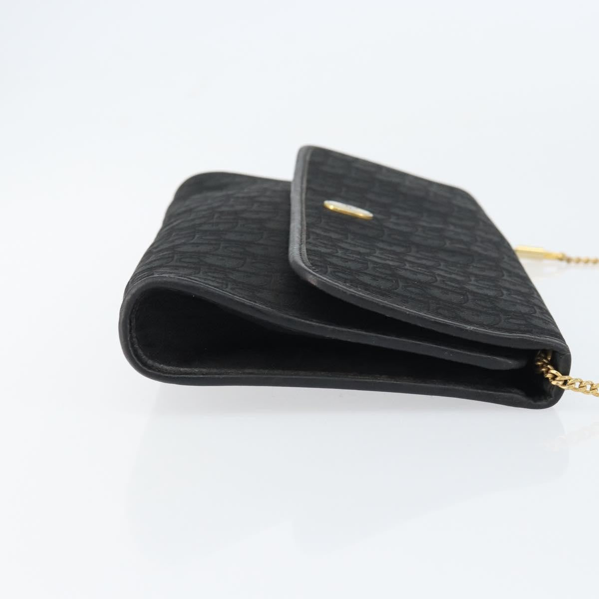 Christian Dior Vintage Chain Flap Shoulder Bag Diorissimo Canvas Black Canvas Shoulder Bag Bag (Pre-Owned)