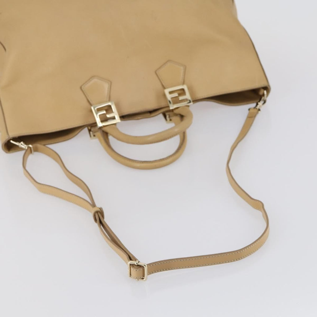 Fendi Twins Tote Leather Beige Leather Tote Bag Bag