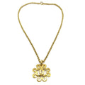 Chanel Cc Flower Pendant Necklace Metal Gold Gold_Plated Necklace Jewelry
