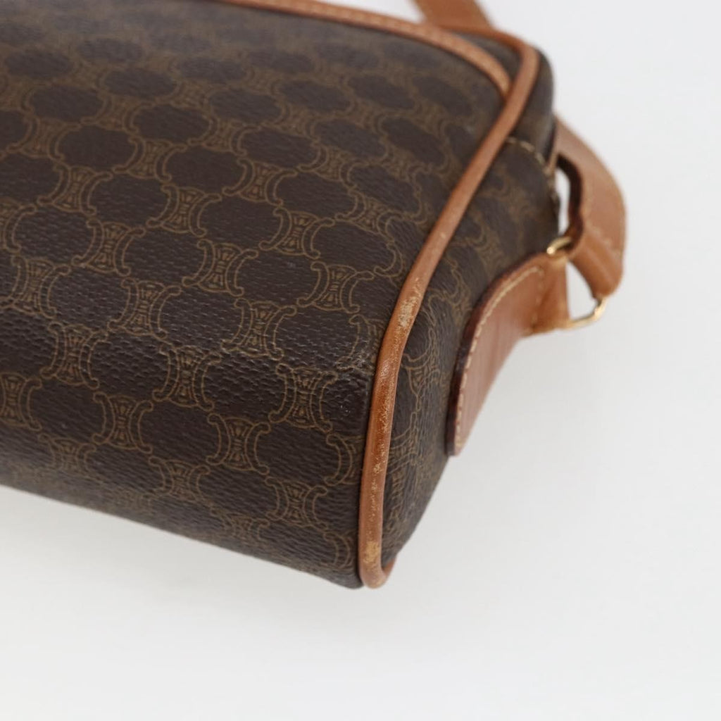Celine Vintage Macadam Shoulder Bag Canvas And Leather Brown Canvas Shoulder Bag Bag