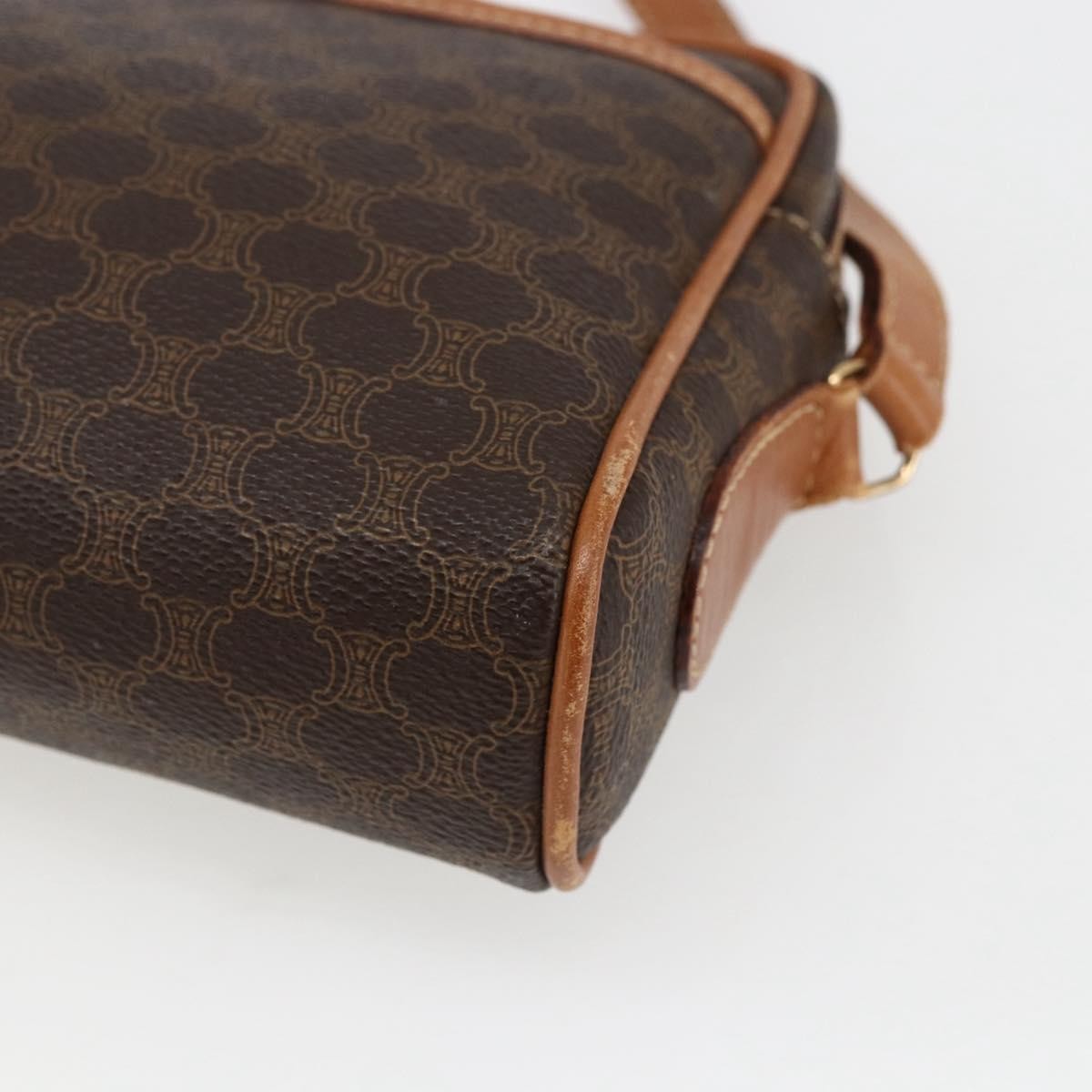 Celine Vintage Macadam Shoulder Bag Canvas And Leather Brown Canvas Shoulder Bag Bag