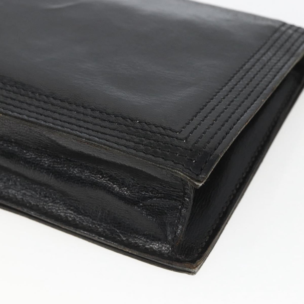 Saint Laurent Vintage Shoulder Bag Leather Black Leather Shoulder Bag Bag (Pre-Owned)