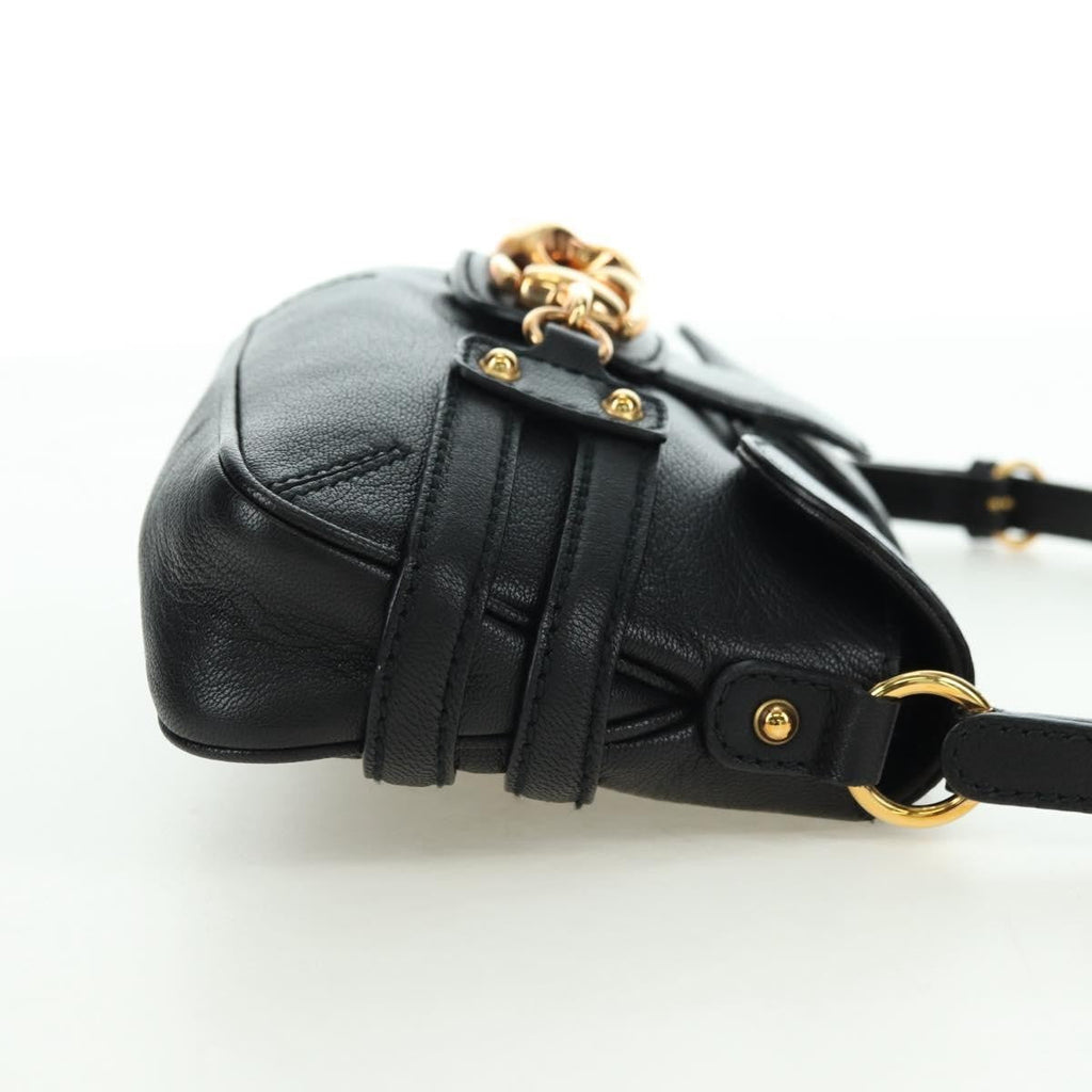 Gucci Horsebit Shoulder Bag Gg Canvas And Leather Black Leather Shoulder Bag Bag (Pre-Owned)
