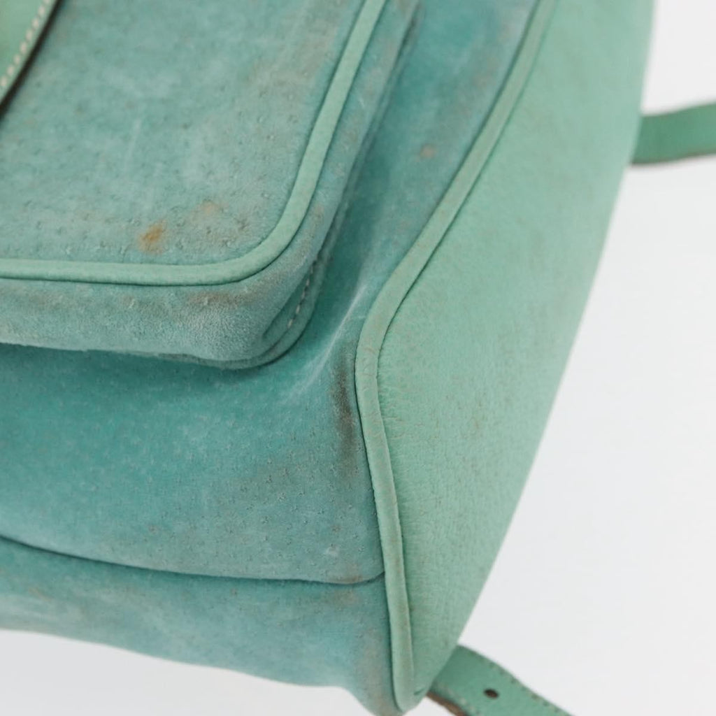 Gucci Vintage Bamboo Backpack Suede Green Suede Backpack Bag (Pre-Owned)