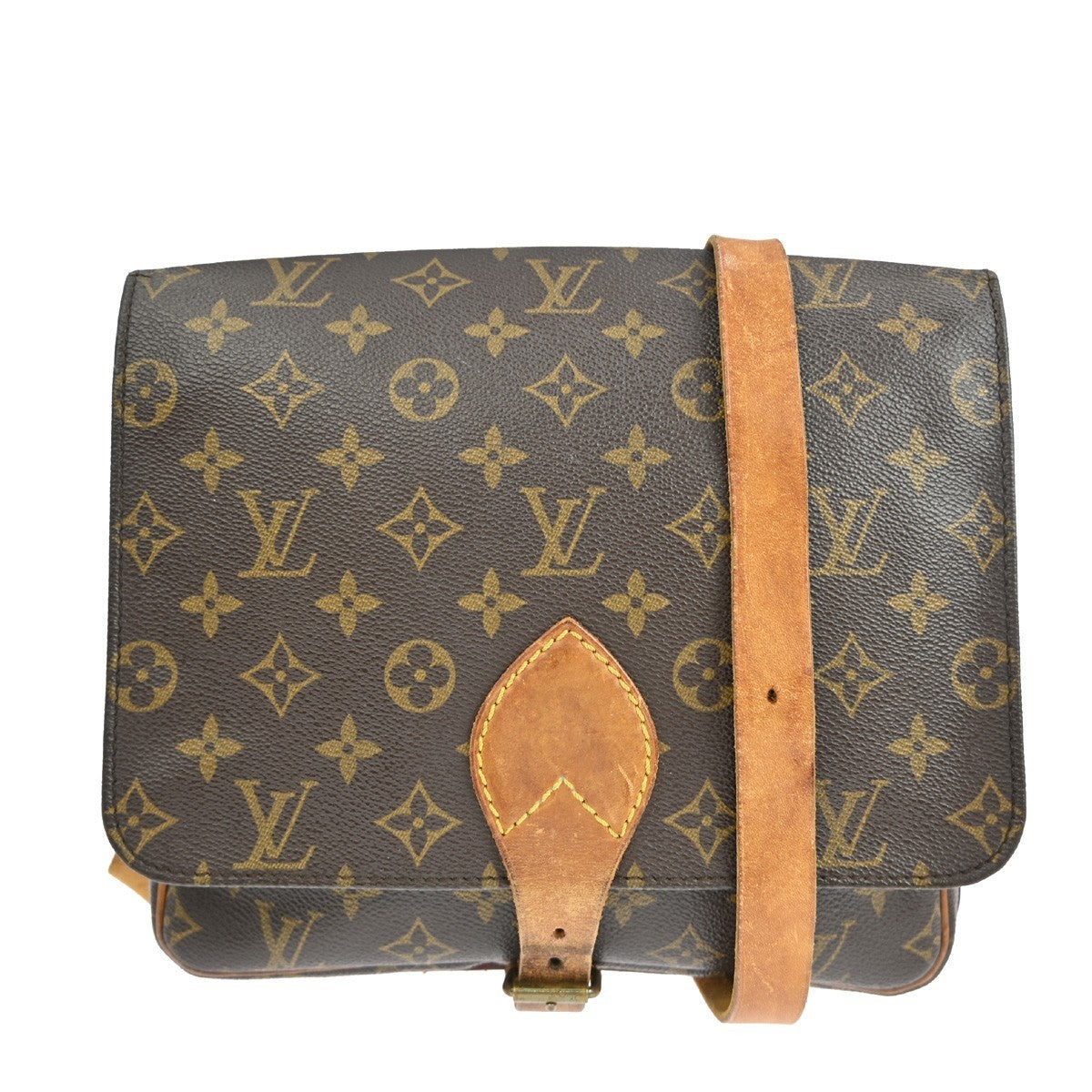 Louis Vuitton Cartouchiere Handbag Monogram Canvas Brown Canvas Shoulder Bag