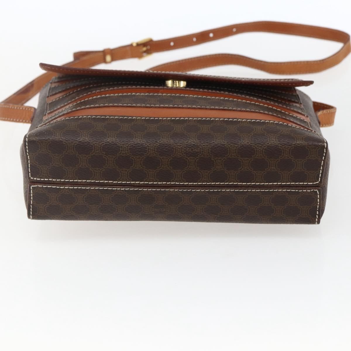Celine Vintage Macadam Shoulder Bag Canvas And Leather Brown Canvas Shoulder Bag Bag