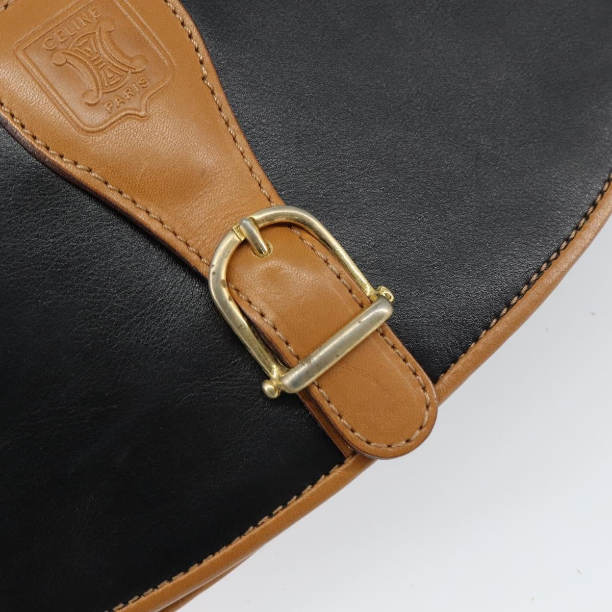 Celine Vintage Shoulder Bag Leather Black Leather Shoulder Bag Bag