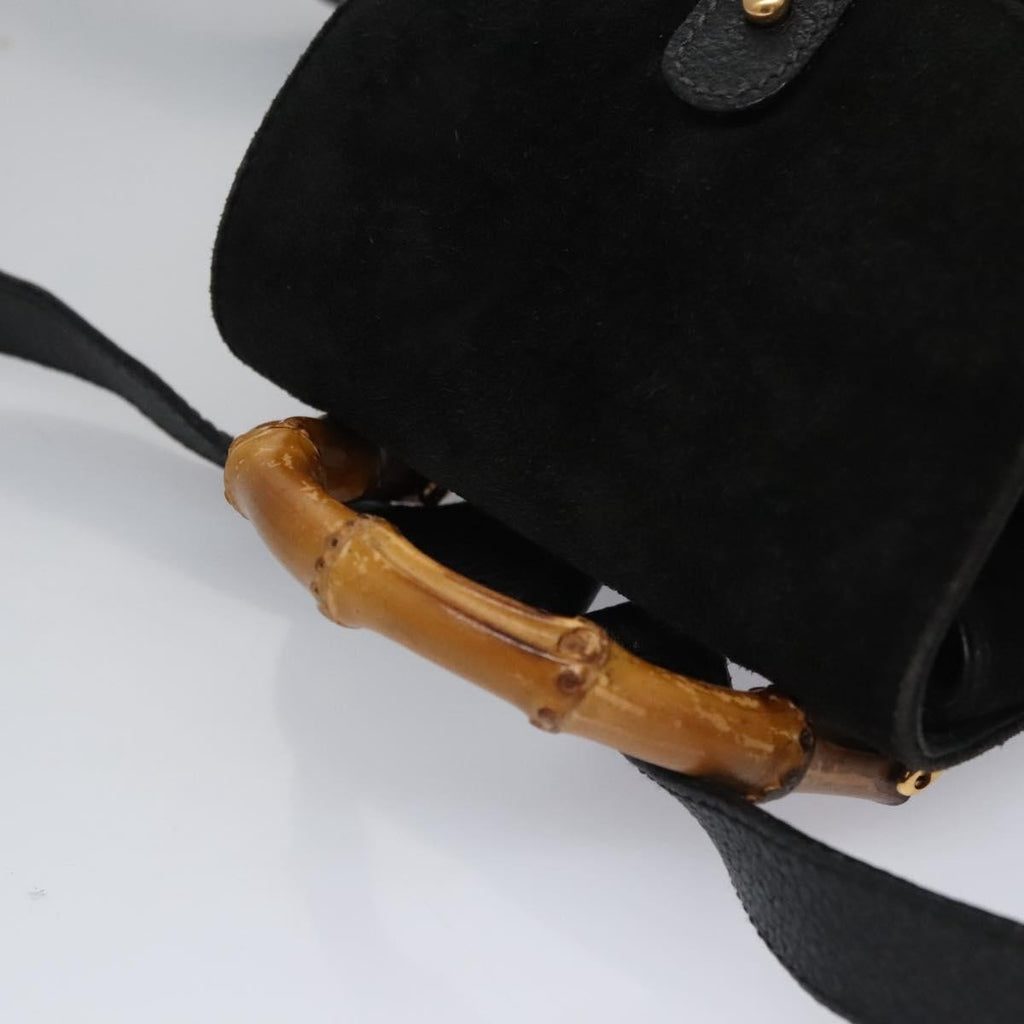 Gucci Gucci Bamboo Backpack Daim Black Suede Backpack Bag (Pre-Owned)