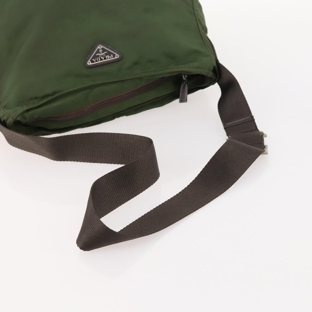 Prada Zip Top Messenger Bag Tessuto Khaki Nylon Shoulder Bag Bag