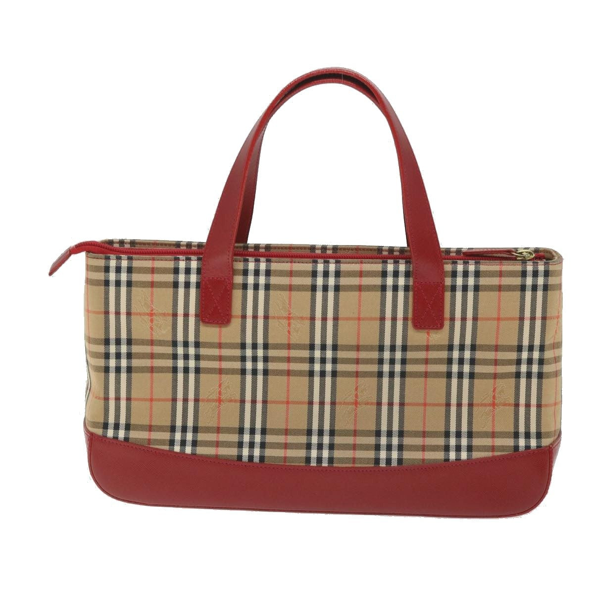 Burberry Nova Check Handbag Leather And Nylon Beige Nylon Handbag