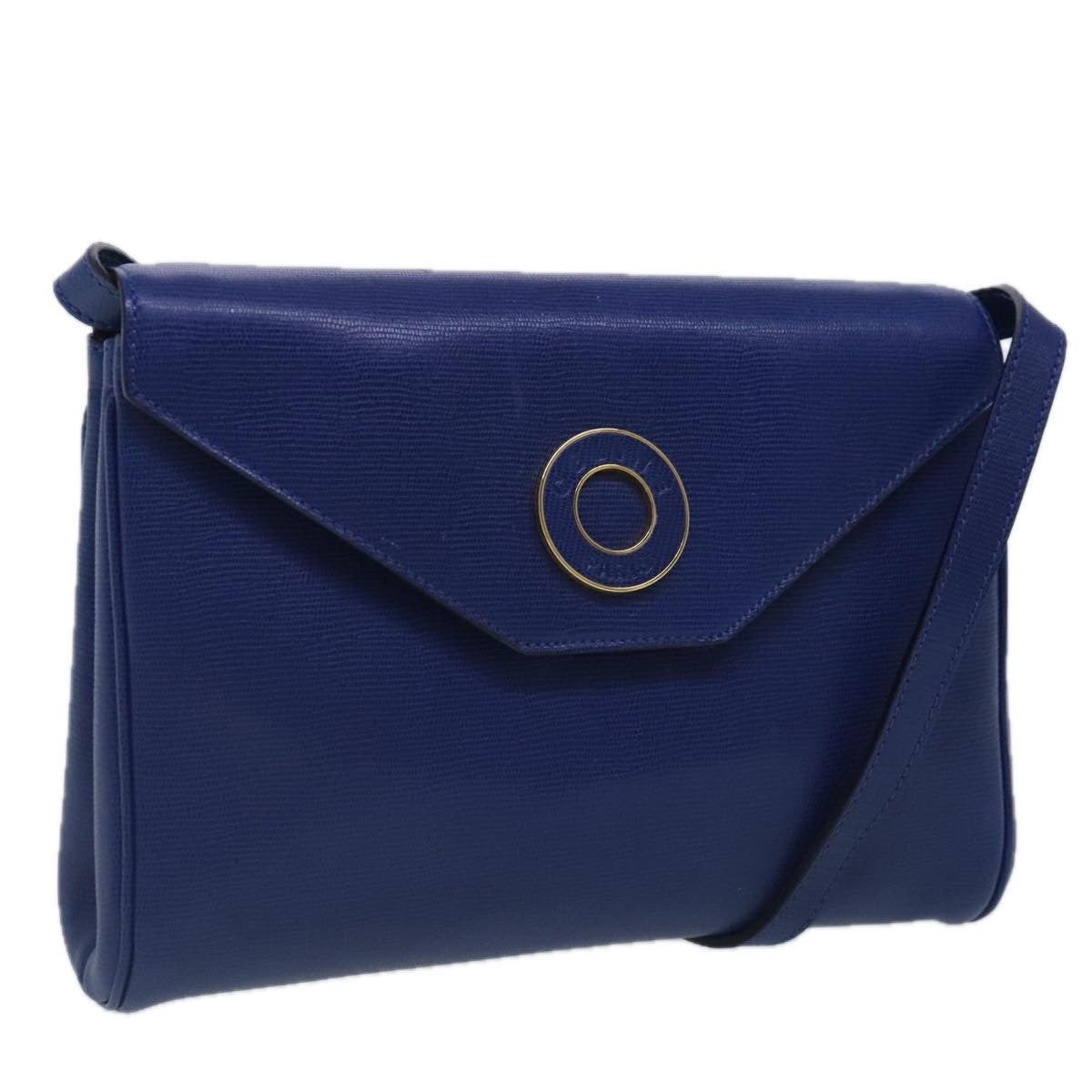 Celine Vintage Circle Logo Crossbody Bag Leather Blue Leather Shoulder Bag Bag