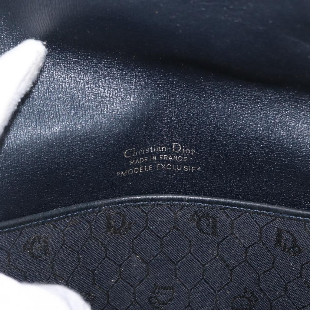 Christian Dior Vintage Honeycomb Flap Crossbody Bag Canvas And Leather Black Canvas Shoulder Bag Bag (Pre-Owned)