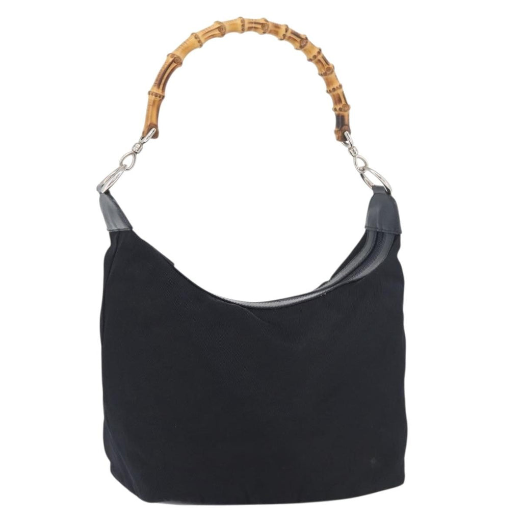 Gucci Vintage Bamboo Hobo Nylon Navy Nylon Shoulder Bag Bag (Pre-Owned)