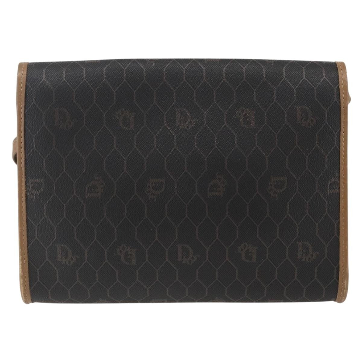 Christian Dior Vintage Honeycomb Flap Crossbody Bag Canvas And Leather Black Canvas Shoulder Bag Bag (Pre-Owned)