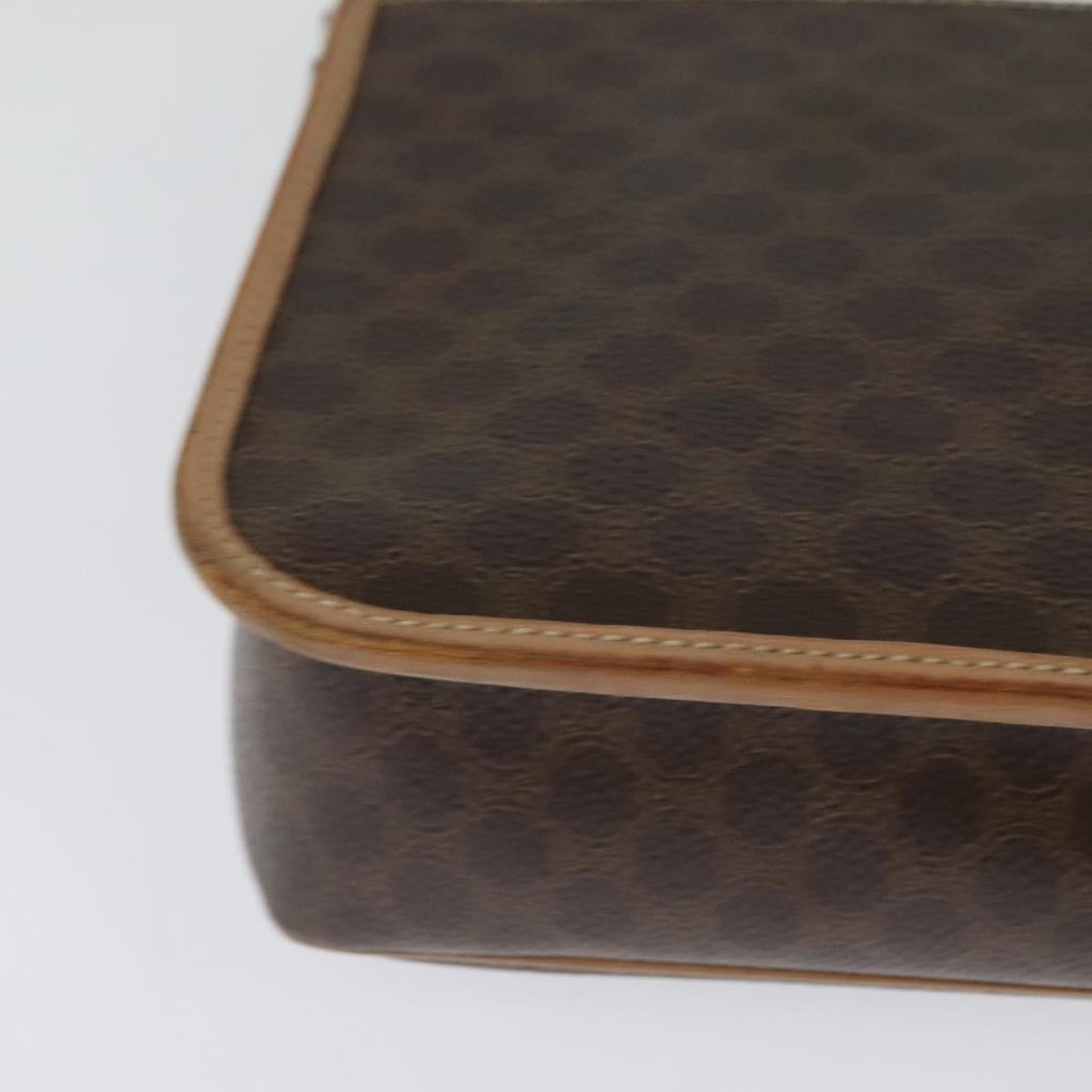 Celine Vintage Macadam Circle Logo Shoulder Bag Canvas And Leather Brown Pvc,Canvas Shoulder Bag Bag