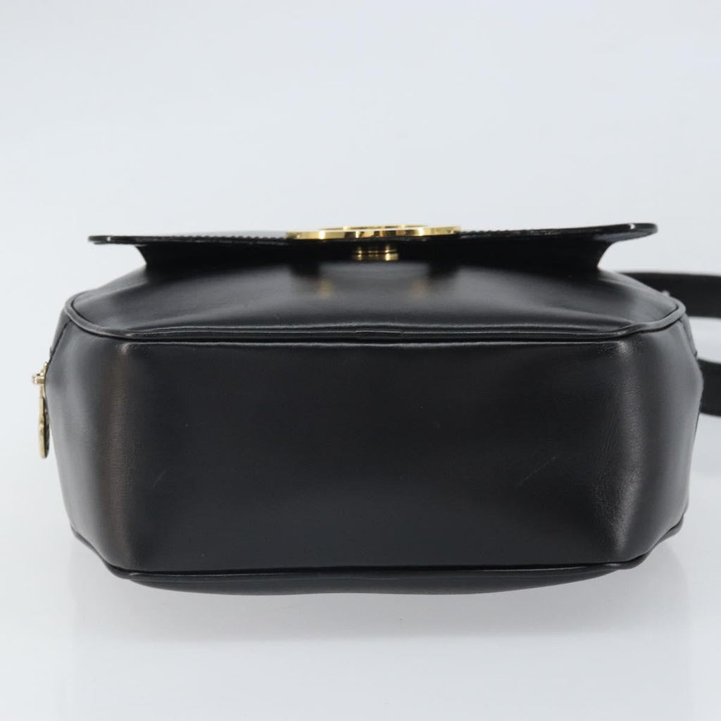 Celine Circle Logo Shoulder Bag Leather Black Leather Shoulder Bag Bag