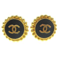 Chanel Cc Round Stud Earrings Metal And Enamel Gold Gold_Plated Earrings Jewelry