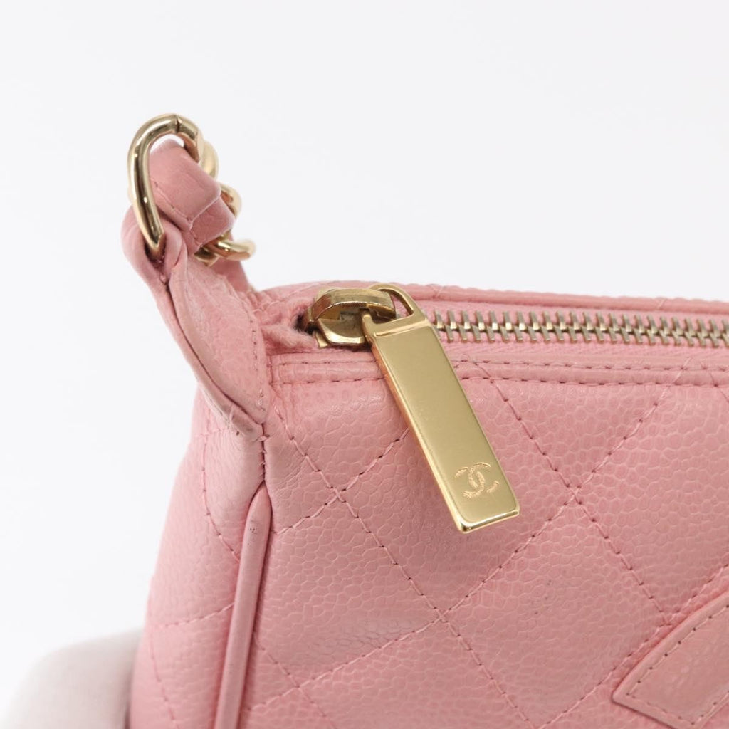 Chanel Timeless Cc Chain Shoulder Bag Quilted Caviar Pink Leather Shoulder Bag Bag