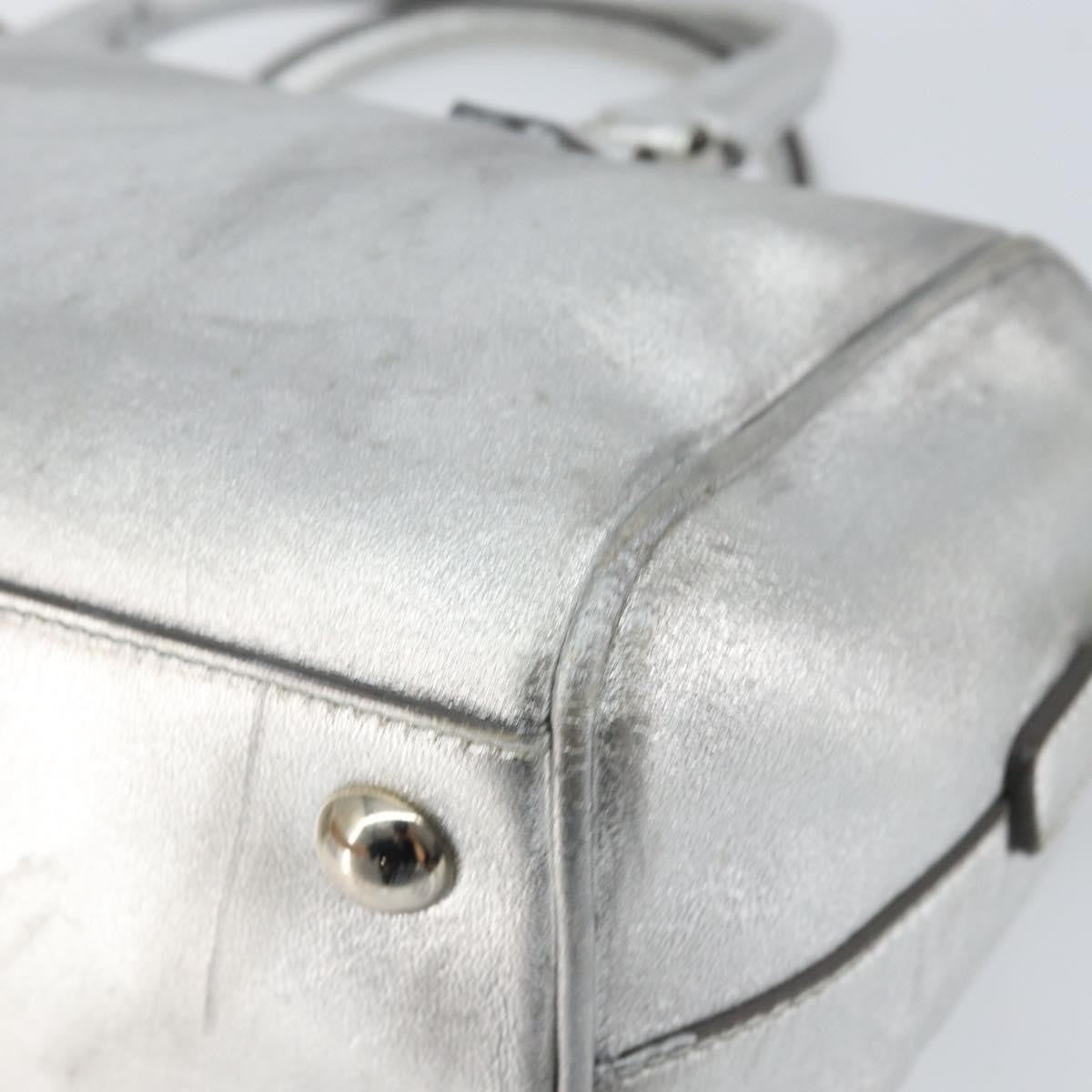 Saint Laurent Classic Duffle Bag Leather Silver Leather Handbag (Pre-Owned)