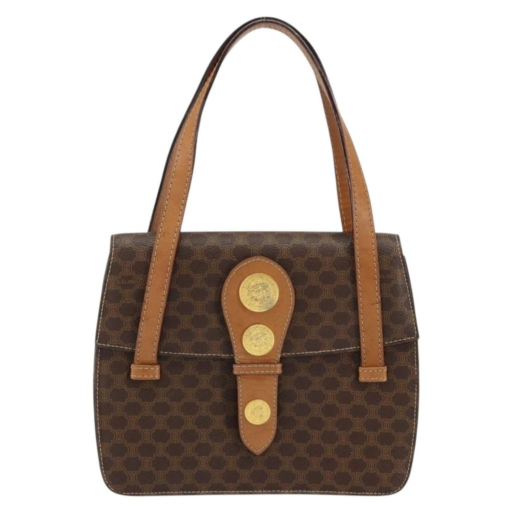Celine Vintage Macadam Handbag Canvas And Leather Brown Canvas Handbag